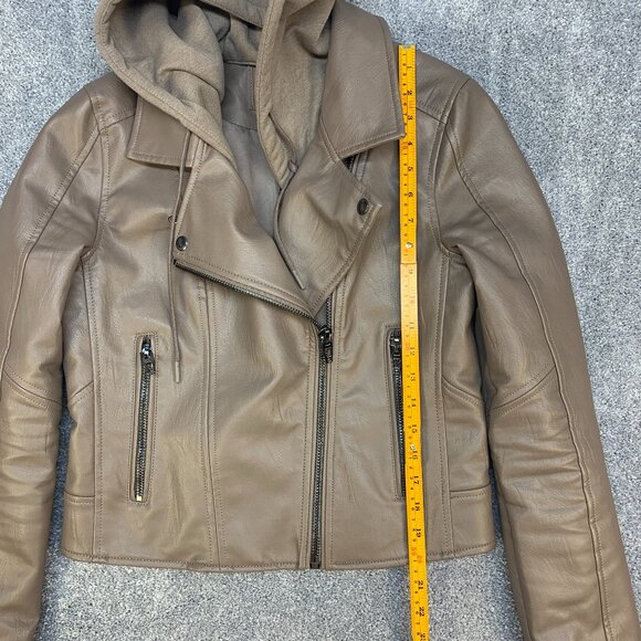 Blank NYC Faux Leather Moto Jacket w/Detachable Hood Size S - Picture 5 of 7